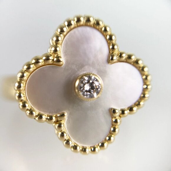 Van Cleef & Arpels Vintage Alhambra VCARA41148 Yellow gold Shell diamond Ring - Picture 14 of 14